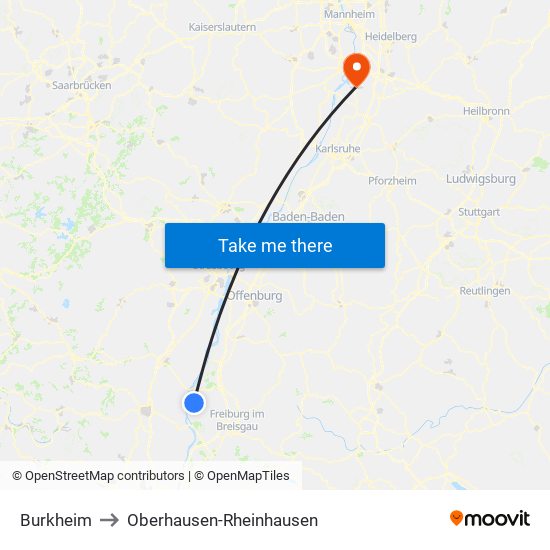 Burkheim to Oberhausen-Rheinhausen map