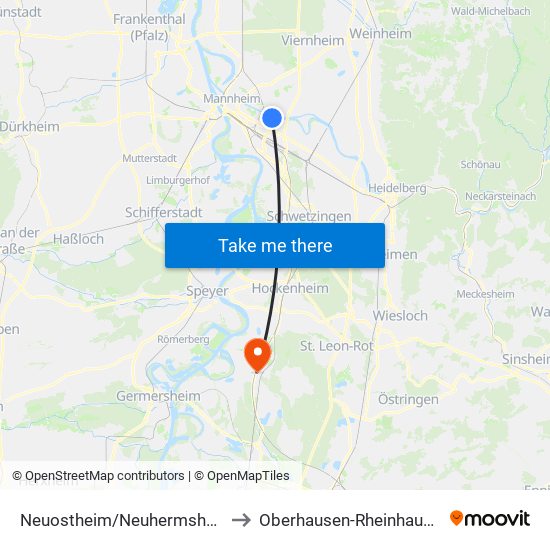 Neuostheim/Neuhermsheim to Oberhausen-Rheinhausen map