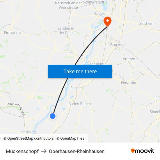 Muckenschopf to Oberhausen-Rheinhausen map