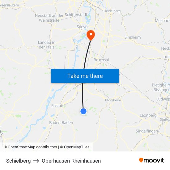 Schielberg to Oberhausen-Rheinhausen map