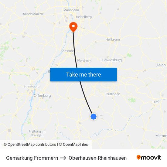 Gemarkung Frommern to Oberhausen-Rheinhausen map