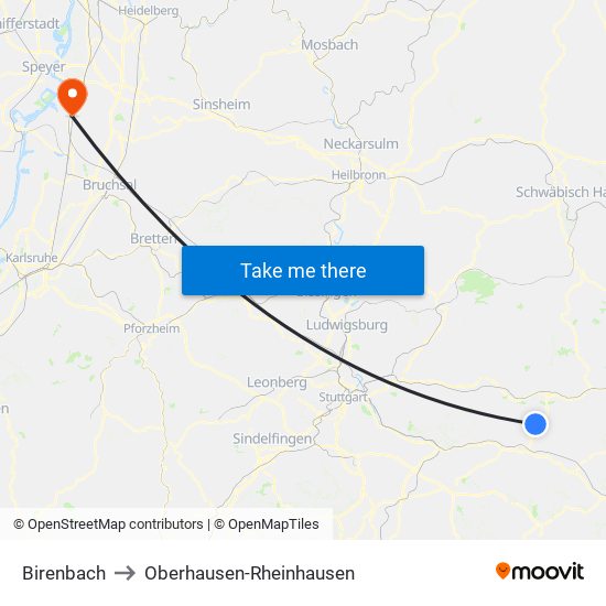 Birenbach to Oberhausen-Rheinhausen map