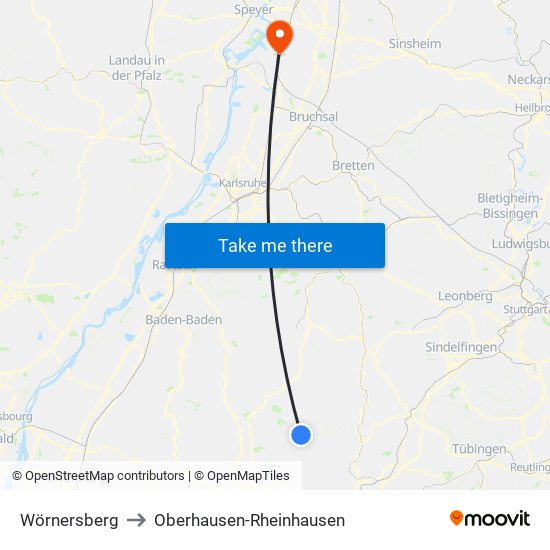 Wörnersberg to Oberhausen-Rheinhausen map