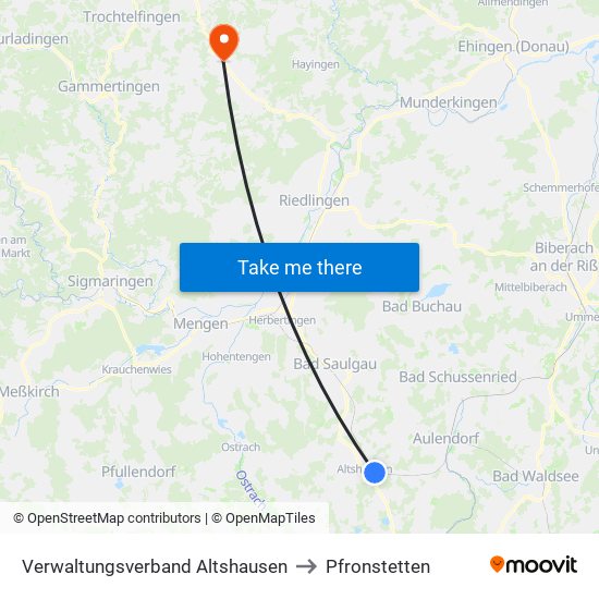 Verwaltungsverband Altshausen to Pfronstetten map