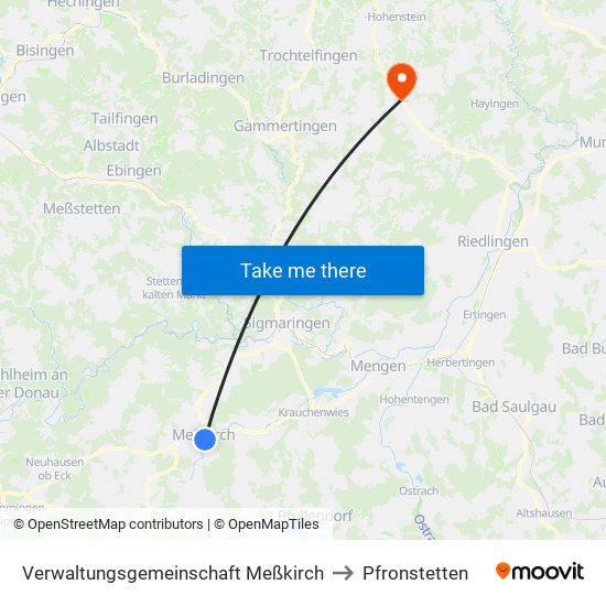 Verwaltungsgemeinschaft Meßkirch to Pfronstetten map