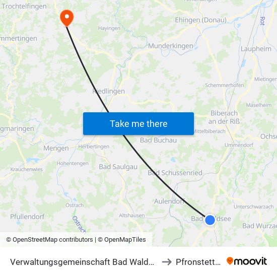 Verwaltungsgemeinschaft Bad Waldsee to Pfronstetten map