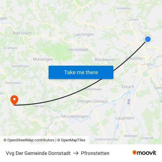 Vvg Der Gemeinde Dornstadt to Pfronstetten map