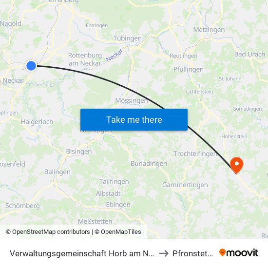 Verwaltungsgemeinschaft Horb am Neckar to Pfronstetten map
