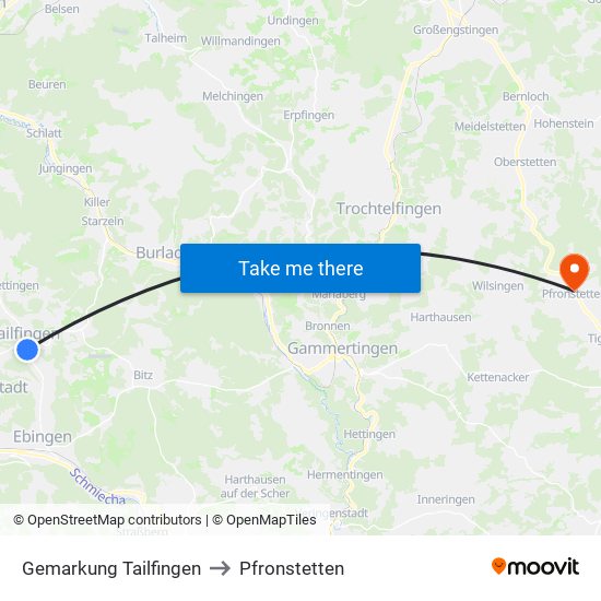 Gemarkung Tailfingen to Pfronstetten map