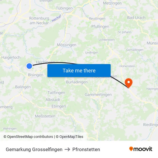Gemarkung Grosselfingen to Pfronstetten map