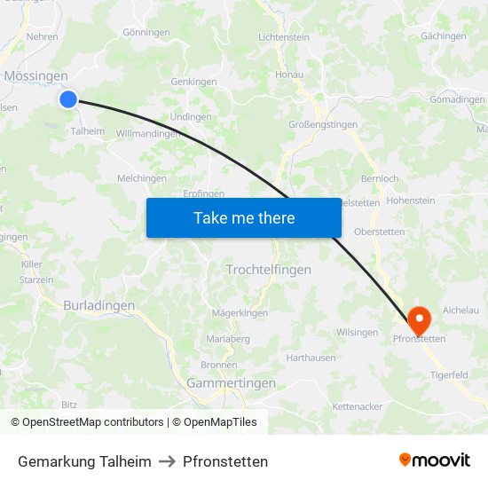 Gemarkung Talheim to Pfronstetten map