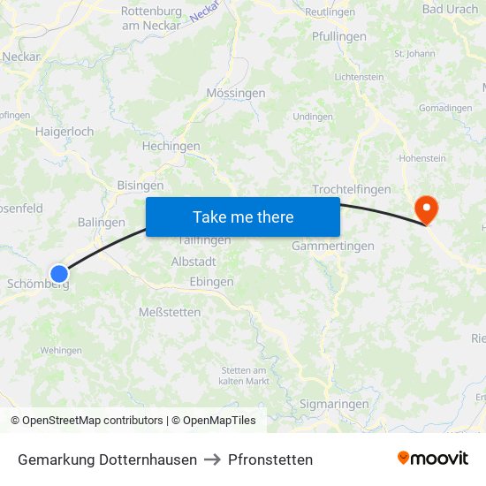 Gemarkung Dotternhausen to Pfronstetten map