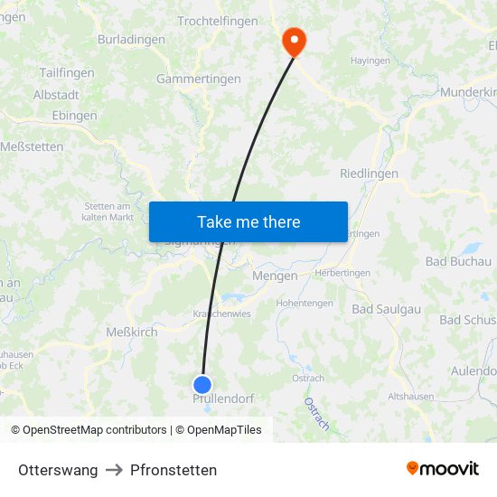 Otterswang to Pfronstetten map