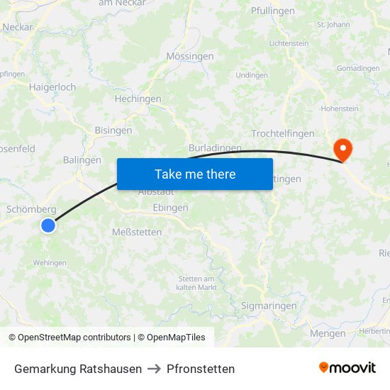 Gemarkung Ratshausen to Pfronstetten map