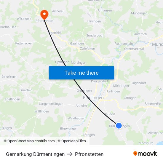 Gemarkung Dürmentingen to Pfronstetten map