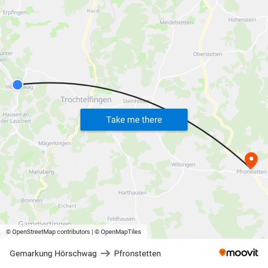 Gemarkung Hörschwag to Pfronstetten map