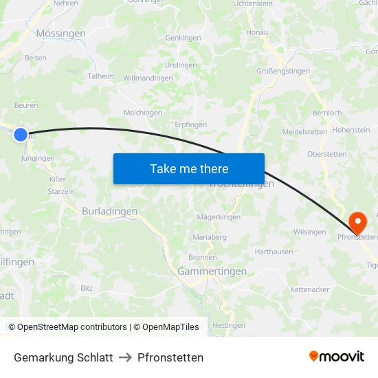 Gemarkung Schlatt to Pfronstetten map