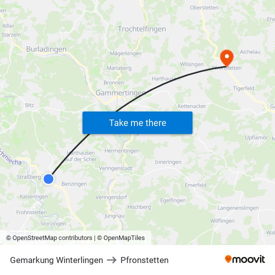Gemarkung Winterlingen to Pfronstetten map