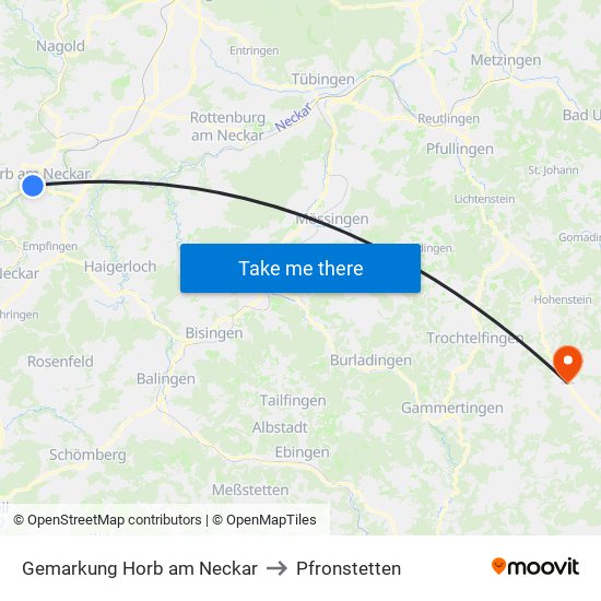 Gemarkung Horb am Neckar to Pfronstetten map