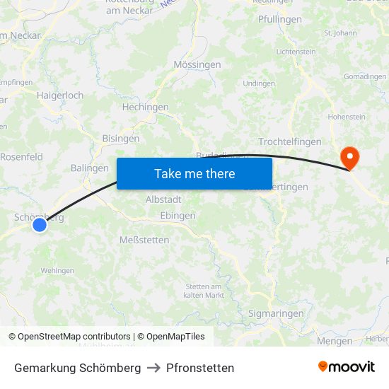 Gemarkung Schömberg to Pfronstetten map