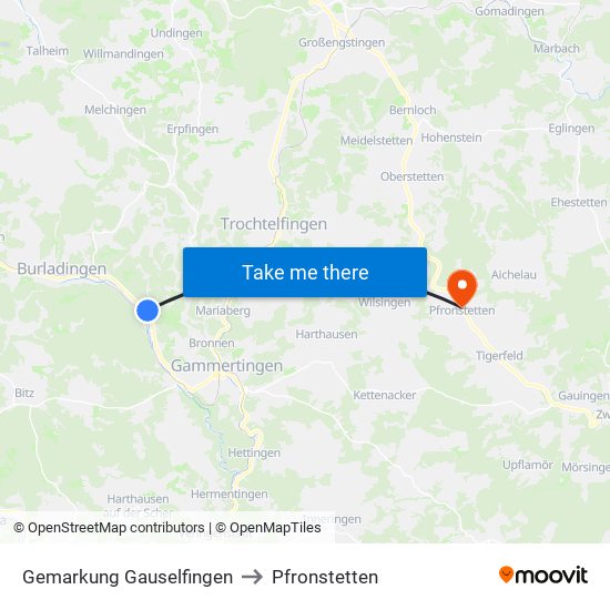 Gemarkung Gauselfingen to Pfronstetten map