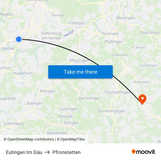 Eutingen Im Gäu to Pfronstetten map