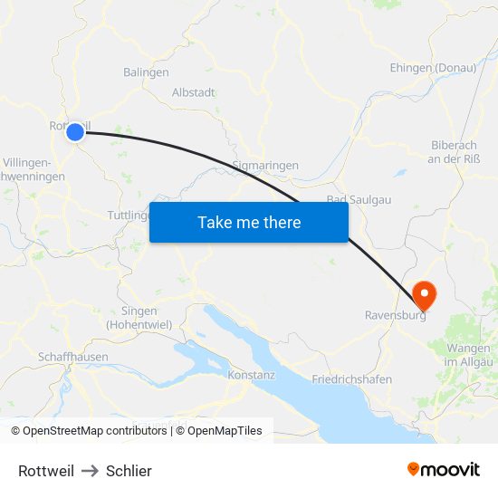 Rottweil to Schlier map