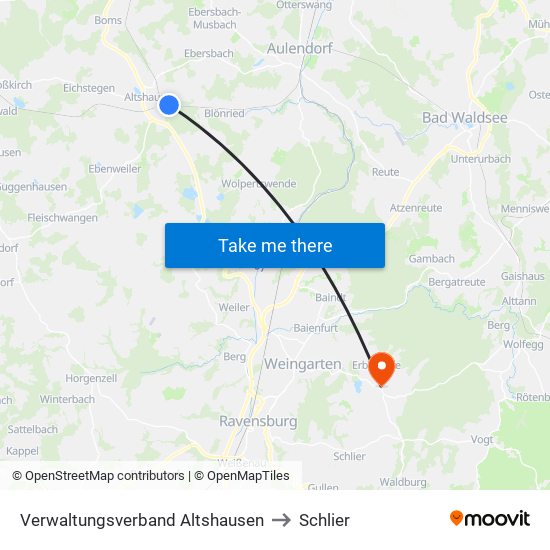 Verwaltungsverband Altshausen to Schlier map