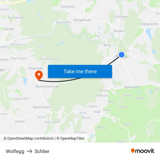 Wolfegg to Schlier map