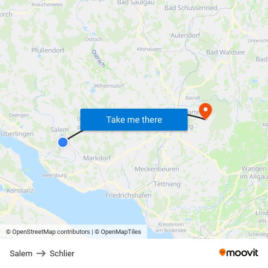 Salem to Schlier map