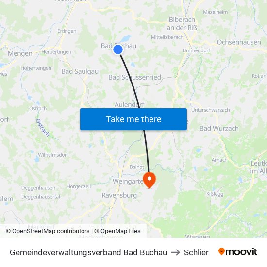 Gemeindeverwaltungsverband Bad Buchau to Schlier map