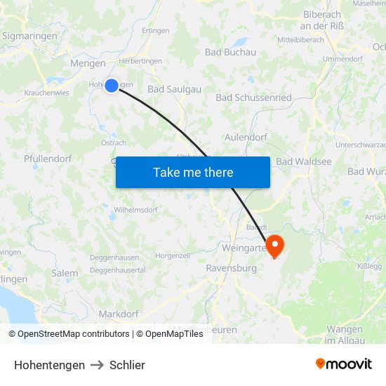 Hohentengen to Schlier map