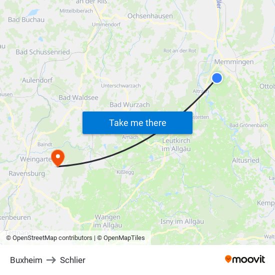 Buxheim to Schlier map