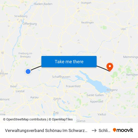 Verwaltungsverband Schönau Im Schwarzwald to Schlier map