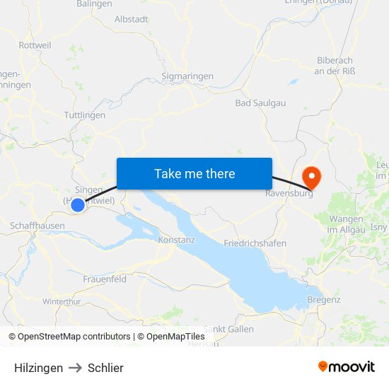 Hilzingen to Schlier map