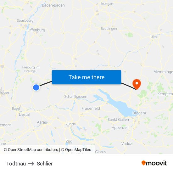 Todtnau to Schlier map
