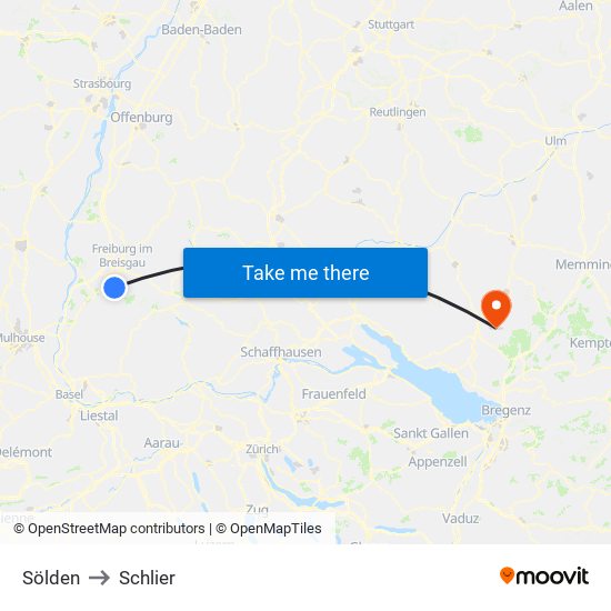Sölden to Schlier map