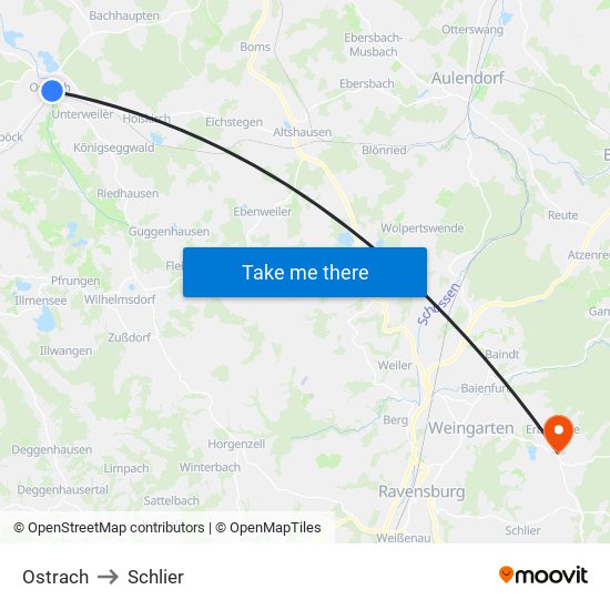 Ostrach to Schlier map