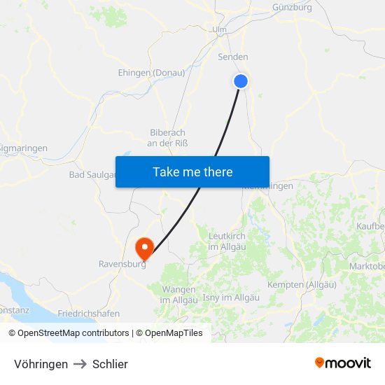 Vöhringen to Schlier map