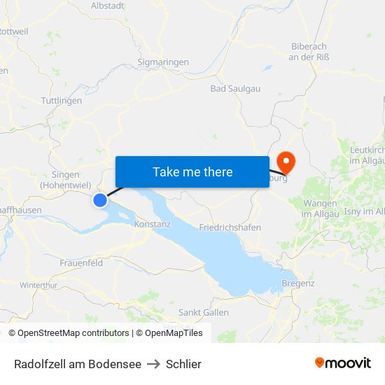 Radolfzell am Bodensee to Schlier map