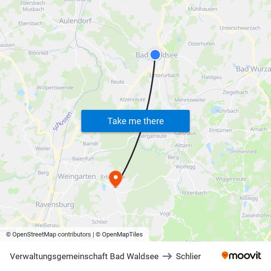 Verwaltungsgemeinschaft Bad Waldsee to Schlier map