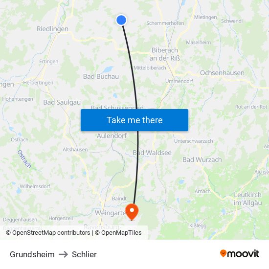 Grundsheim to Schlier map