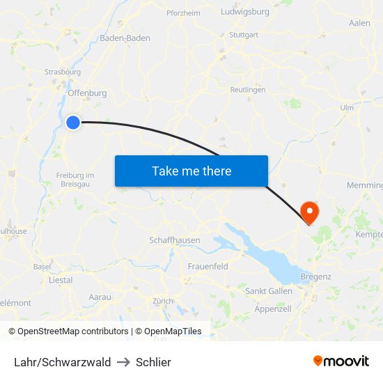 Lahr/Schwarzwald to Schlier map
