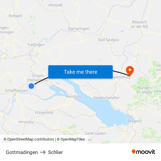 Gottmadingen to Schlier map