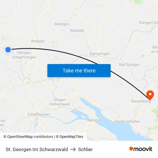 St. Georgen Im Schwarzwald to Schlier map