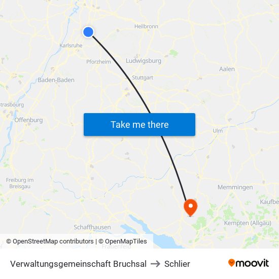 Verwaltungsgemeinschaft Bruchsal to Schlier map