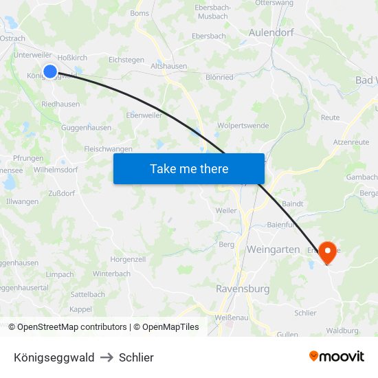Königseggwald to Schlier map