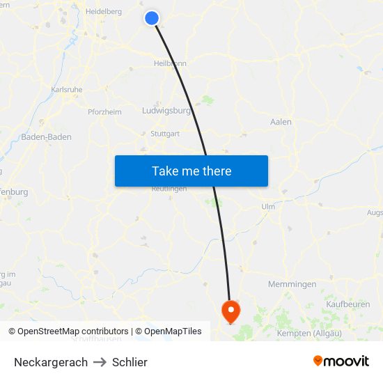 Neckargerach to Schlier map