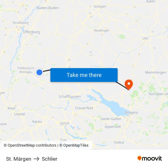 St. Märgen to Schlier map