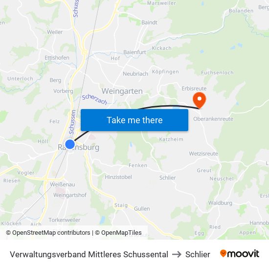 Verwaltungsverband Mittleres Schussental to Schlier map